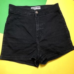 BLACK AMERICAN APPAREL HIGH WAIST SHORTS 00/0 XXS